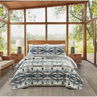 Pendleton Trapper Peak Coverlet Set Silver Blue | Wayfair